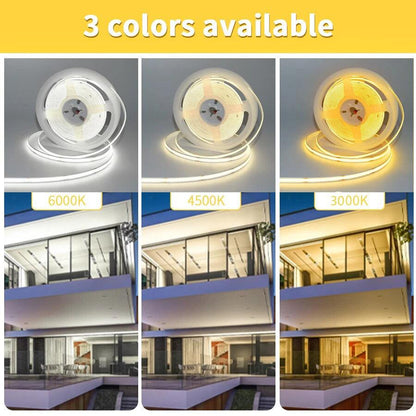 12V24V COB LED Strip Light With 320 LEDs RA90 Dimmable Tape 30006000K - Lumaz