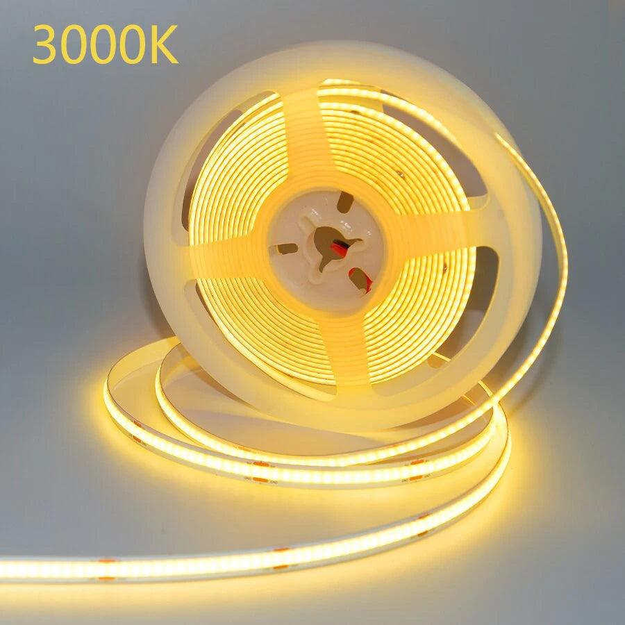 12V24V COB LED Strip Light With 320 LEDs RA90 Dimmable Tape 30006000K - Lumaz