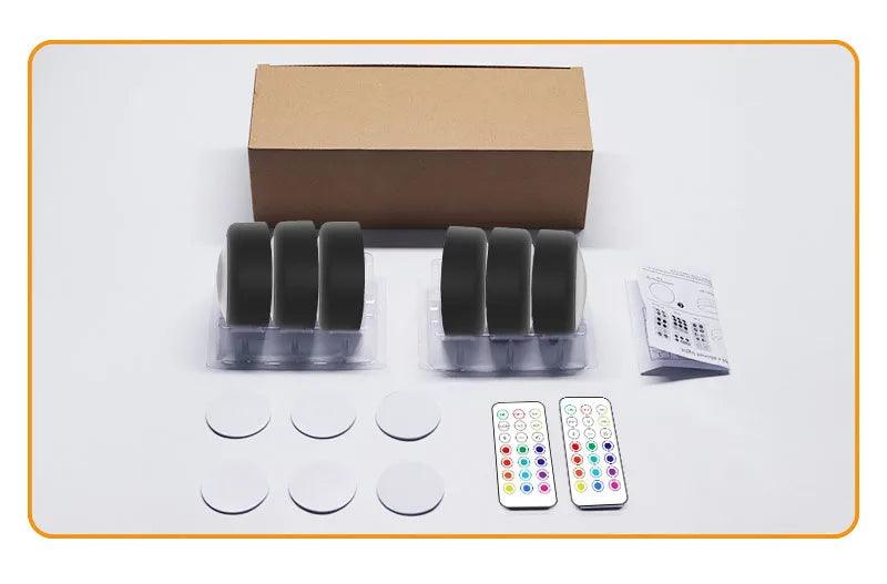 13Colors Battery Operated Wireless Remote Control Under Cabinet LED Puck Light Black - Lumaz