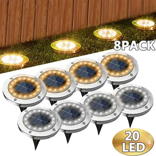 1/4/8Pcs Outdoor Solar Underground Lights Pathway Spotlight for Garden Decor