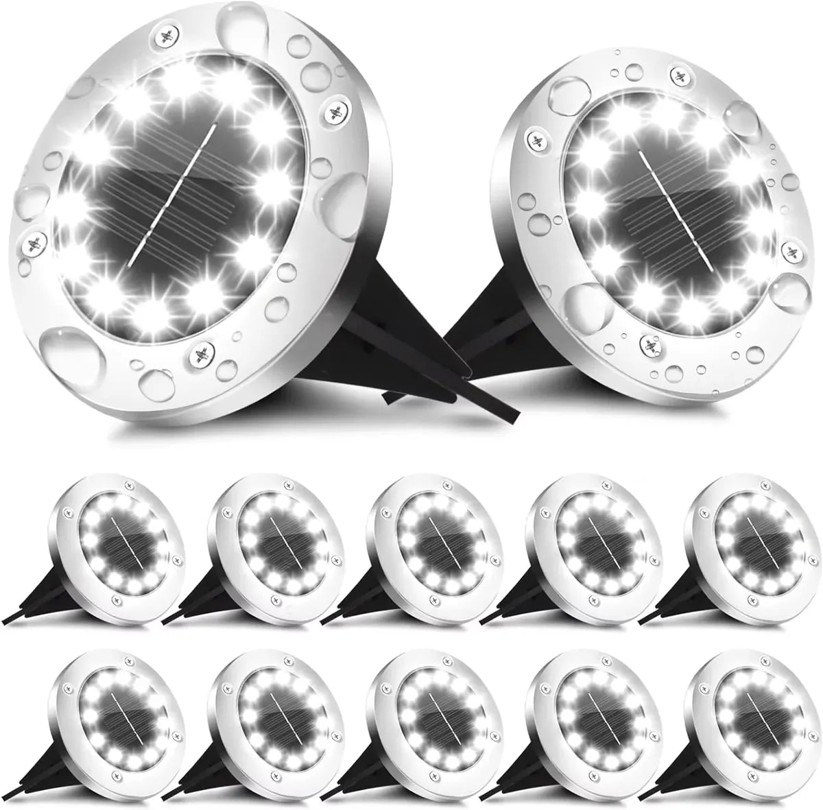 16 helle LEDs, Solar-Bodenleuchten, wasserdicht, für den Außenbereich, für Wege, Garten und Hof