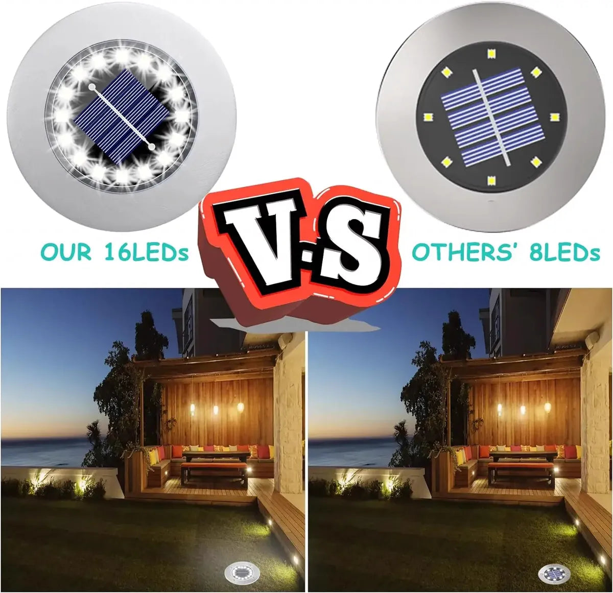 16 helle LEDs, Solar-Bodenleuchten, wasserdicht, für den Außenbereich, für Wege, Garten und Hof