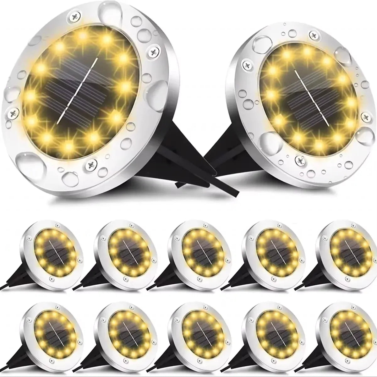 16 helle LEDs, Solar-Bodenleuchten, wasserdicht, für den Außenbereich, für Wege, Garten und Hof