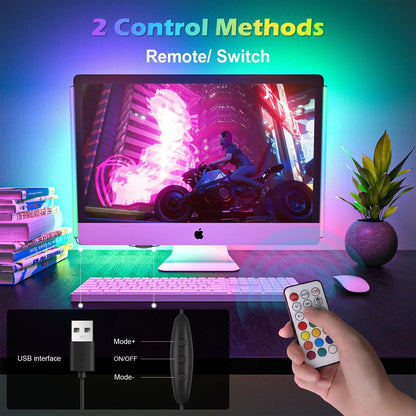 2-in-1 Under Monitor Gaming LED Bar Lights with Remote Control - Lumaz