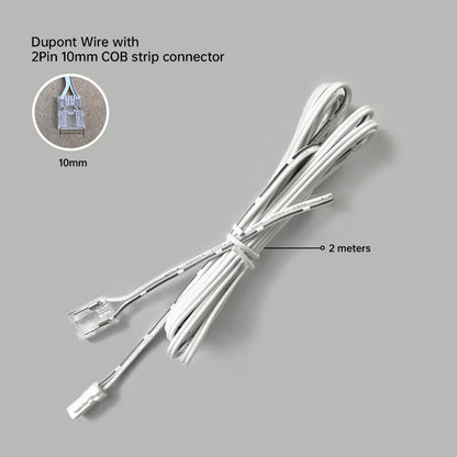 2-Pin COB LED Strip Connector Leads - 2m Cable, 5/8/10mm or Dupont Ends