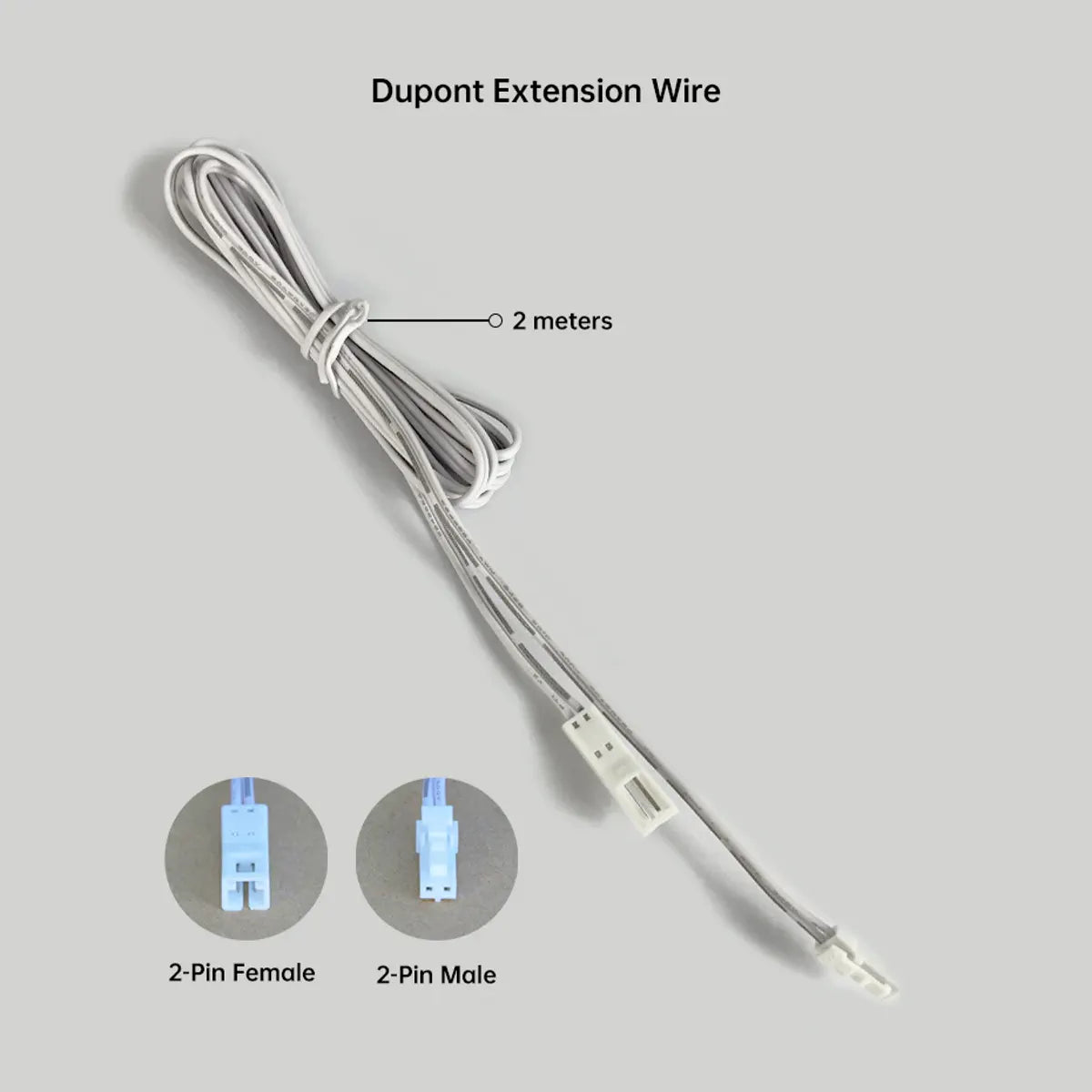 2-Pin COB LED Strip Connector Leads - 2m Cable, 5/8/10mm or Dupont Ends