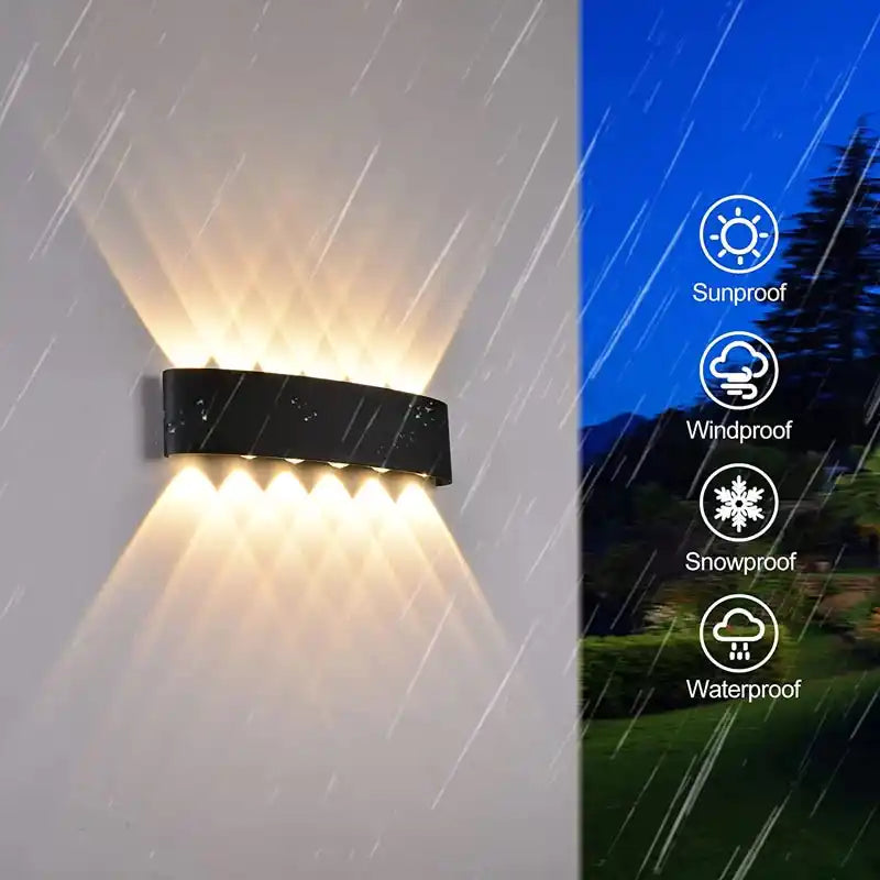 2/12W Waterproof LED Outdoor Wall Lights Aluminum Garden Porch Wall Sconce