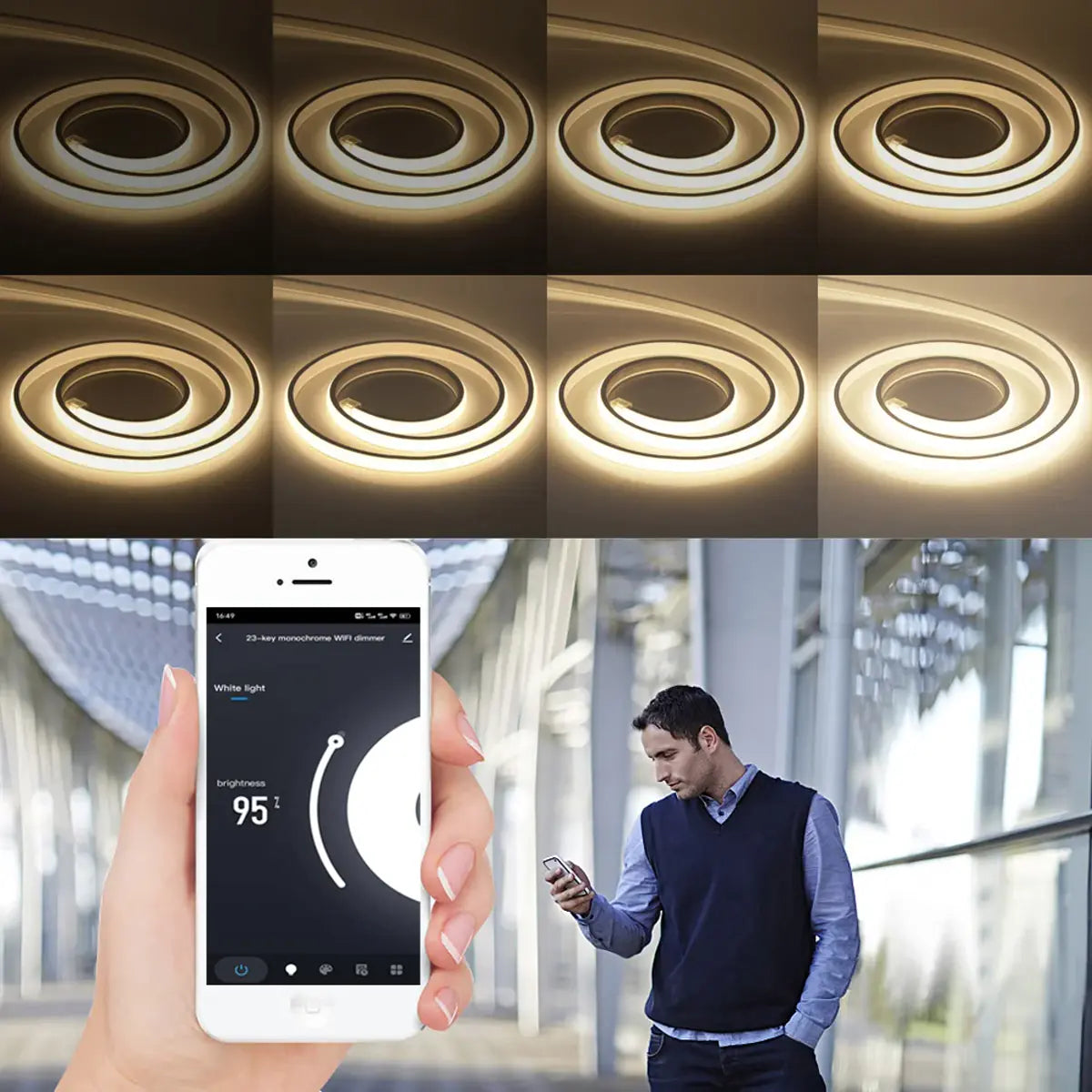 220V COB LED Neon Lichtschlauch - Tuya Smart WiFi Bluetooth Dimmbar, IP68, 288 LEDs/m