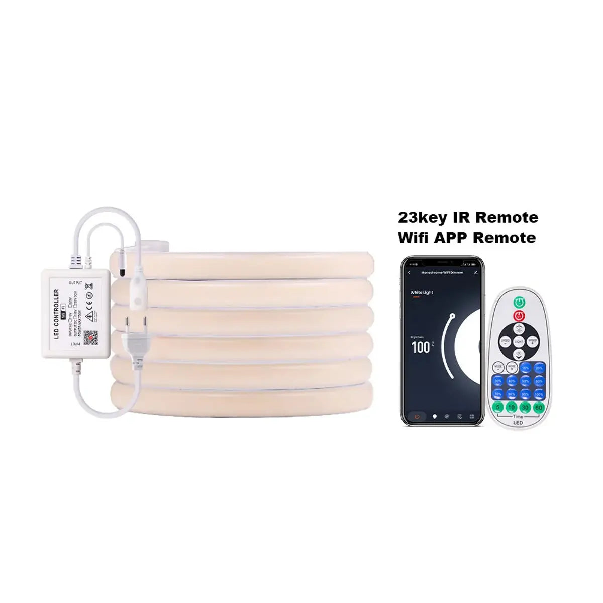 220V COB LED Neon Lichtschlauch - Tuya Smart WiFi Bluetooth Dimmbar, IP68, 288 LEDs/m