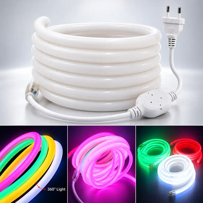 220V 360° Round Neon LED Strip Light - IP67 Waterproof, SMD 2835