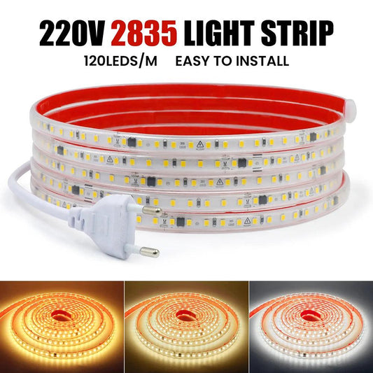 220V SMD 2835 IP65 Waterproof Flexible LED Strip Light With IC Rectifier 120LEDs - Lumaz