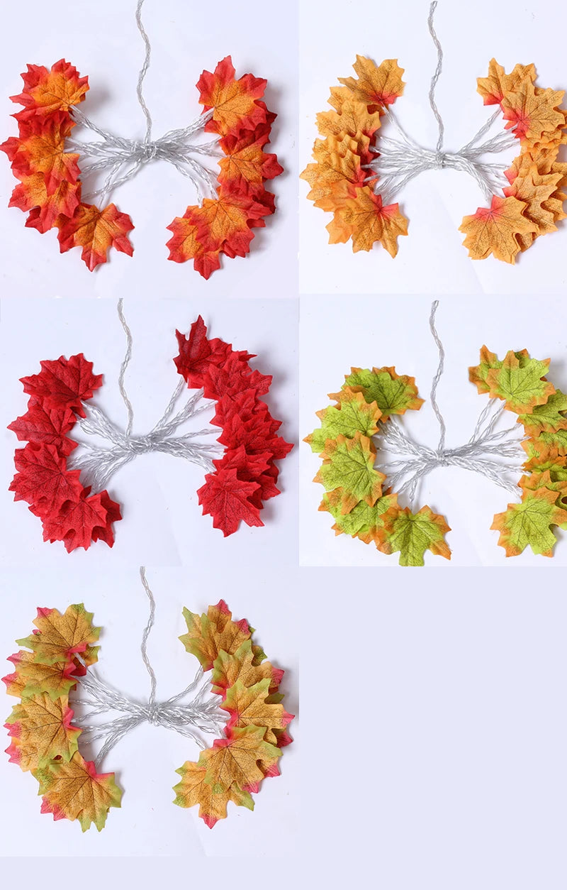 236M USBBattery Operated Artificial Maple Leaves LED String Lights Christmas Garland Lights - Lumaz