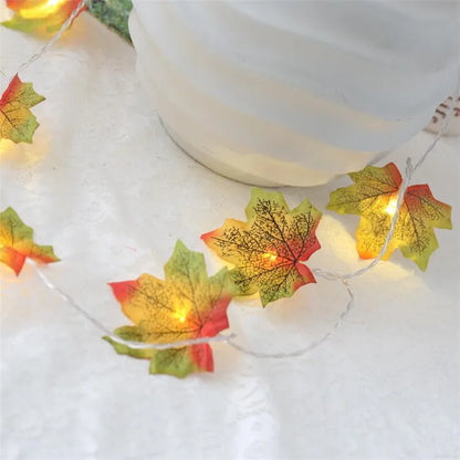 236M USBBattery Operated Artificial Maple Leaves LED String Lights Christmas Garland Lights - Lumaz