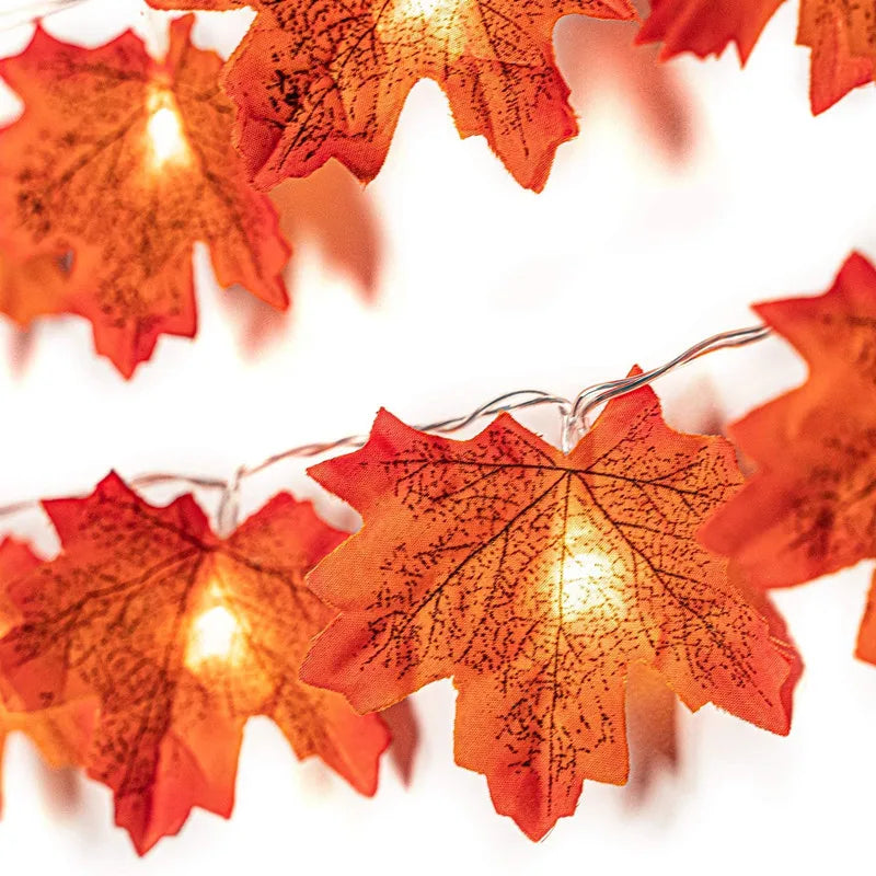 236M USBBattery Operated Artificial Maple Leaves LED String Lights Christmas Garland Lights - Lumaz