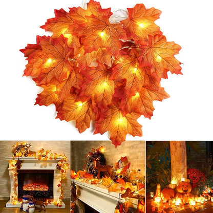 236M USBBattery Operated Artificial Maple Leaves LED String Lights Christmas Garland Lights - Lumaz