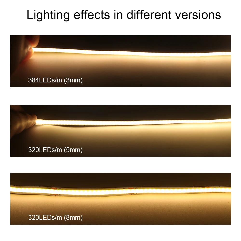 24V COB LED Strip Lights With 480/528 LEDs Flexible Tape 3mm/5mm/8mm PCB - Lumaz