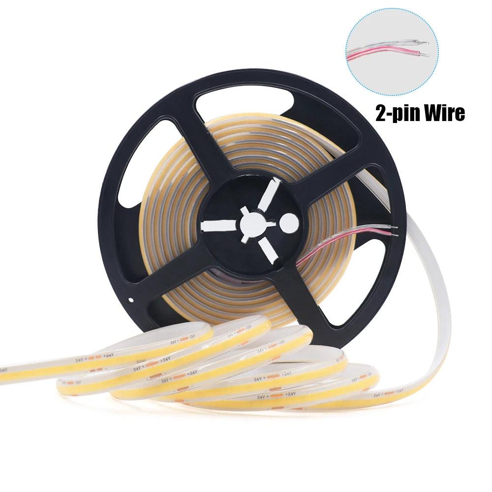 24V IP30/IP68 Waterproof COB LED Strip Lights With 320 LEDs Flexible Tape Lights - Lumaz