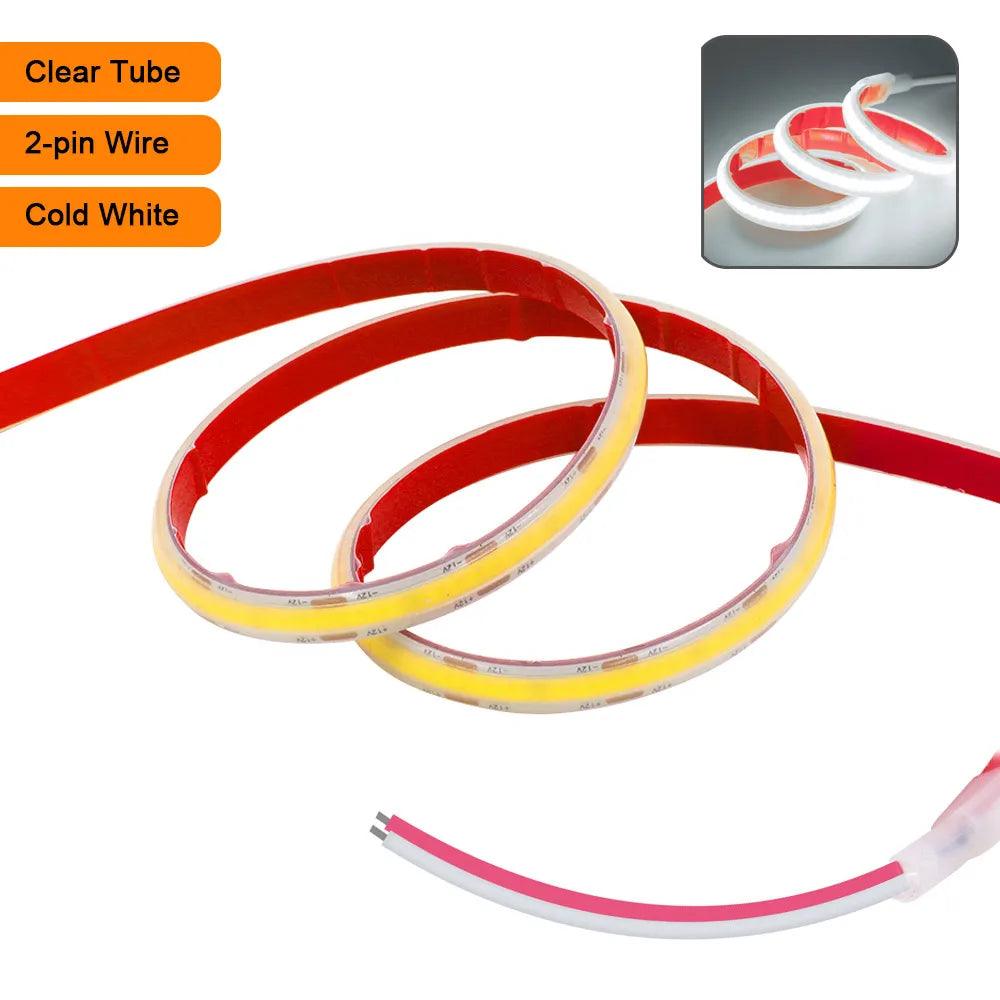 24V IP68 Waterproof COB LED Strip Lights Flexible Tape 320LEDs Bright Liner Lighting RA90 - Lumaz