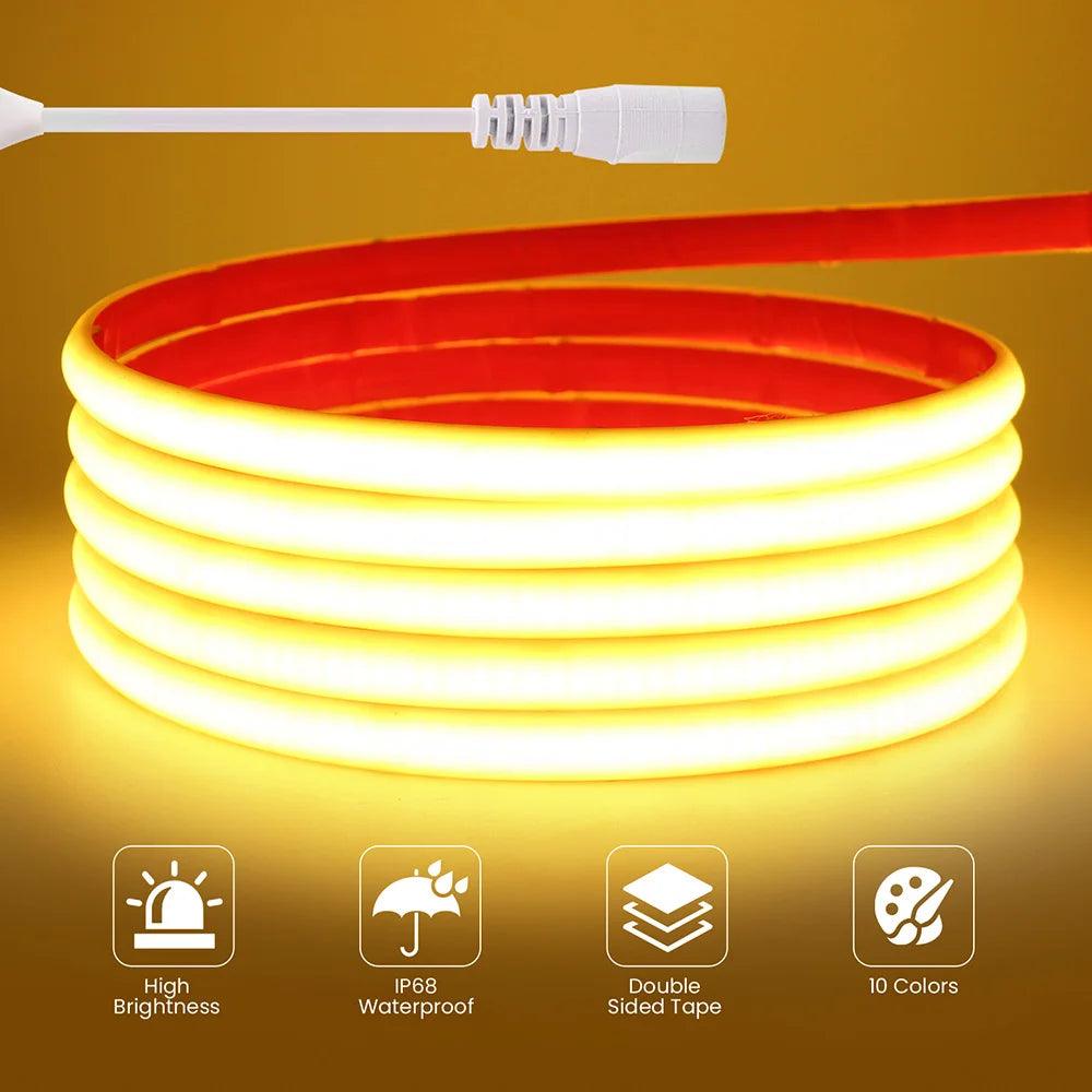 24V IP68 wasserdichte COB-Neon-LED-Streifen mit DC-Stecker, 320 LEDs, RA90 flexibles Silikonschlauch-Lichtband - Lumaz