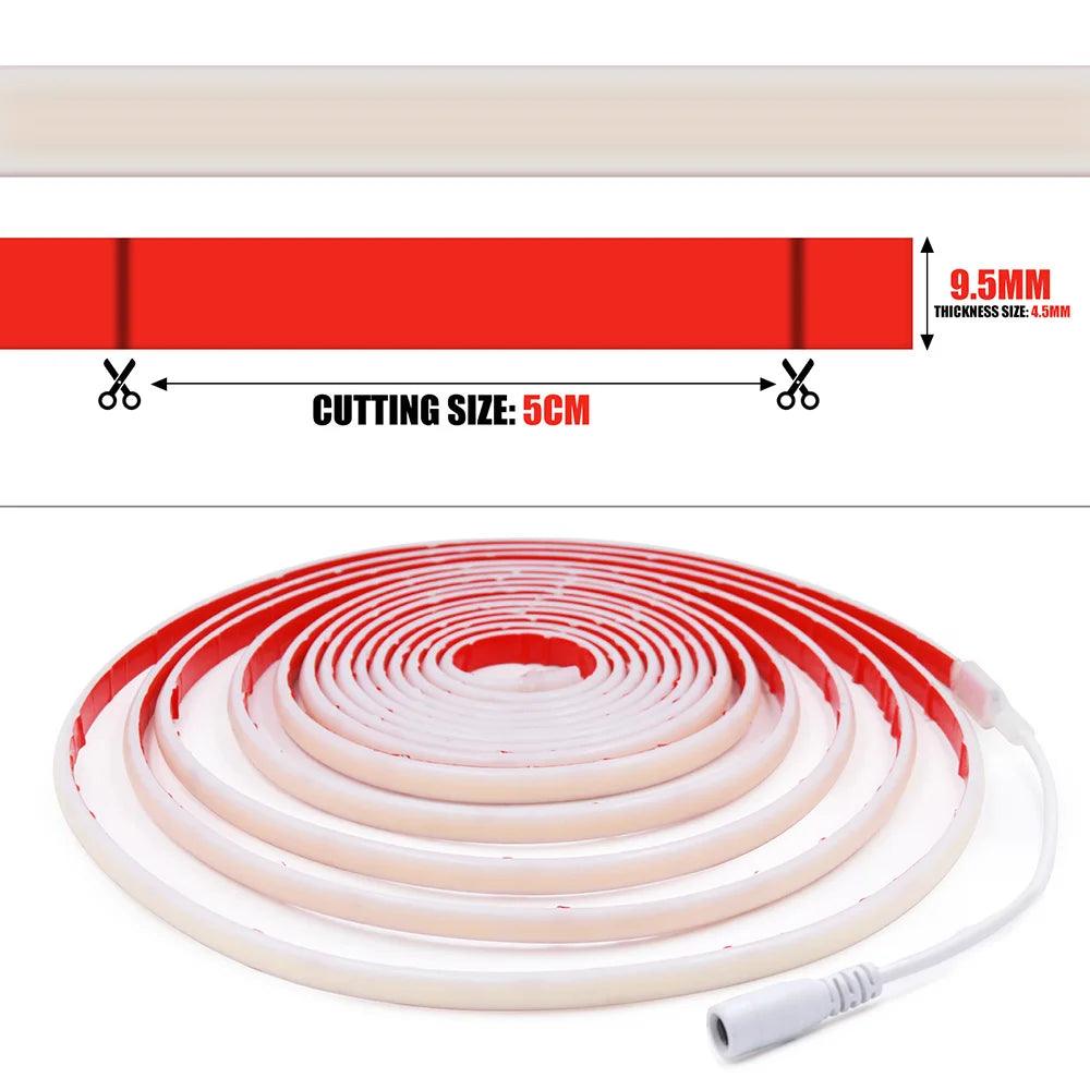 24V IP68 wasserdichte COB-Neon-LED-Streifen mit DC-Stecker, 320 LEDs, RA90 flexibles Silikonschlauch-Lichtband - Lumaz