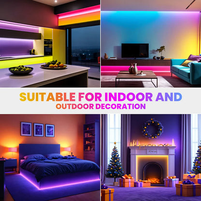 24V RGB LED Neon Rope Lights Color Change Music Sync App Control Waterproof Flexible