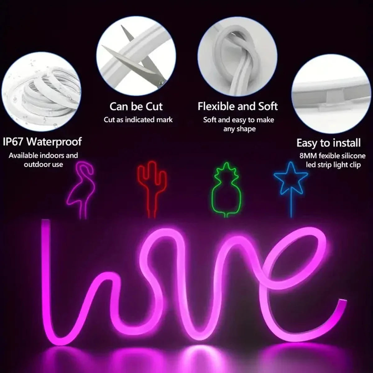 24v Rope Rgb DC 24V RGB Neon Rope LED Strip Light - App Control, Music Sync, Waterp ...