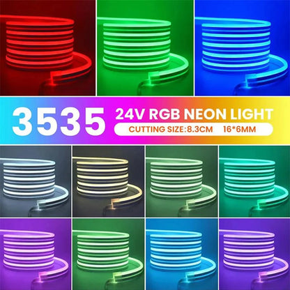 24V RGB LED Neon Rope Lights Color Change Music Sync App Control Waterproof Flexible