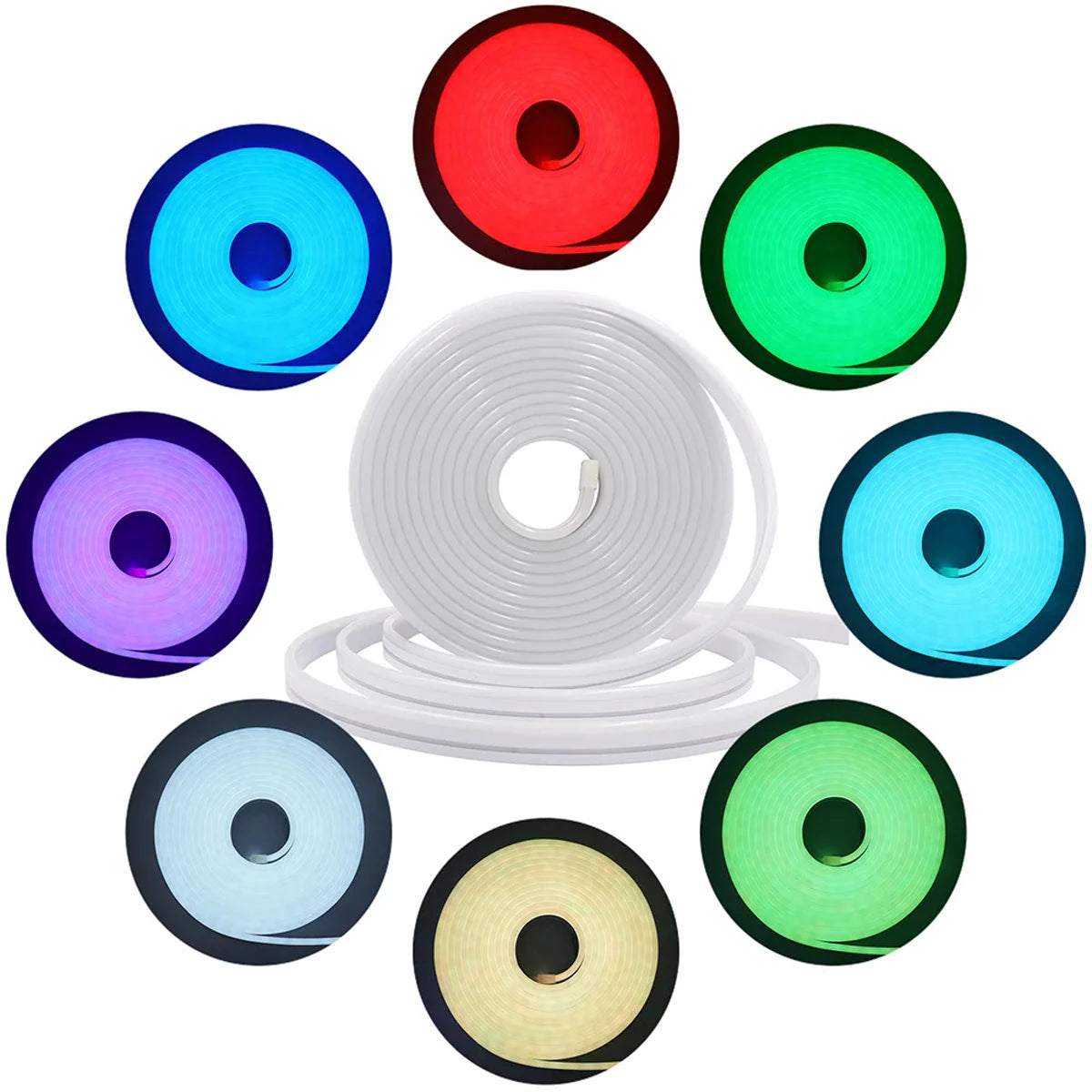 24V RGB LED Neon Rope Lights Color Change Music Sync App Control Waterproof Flexible