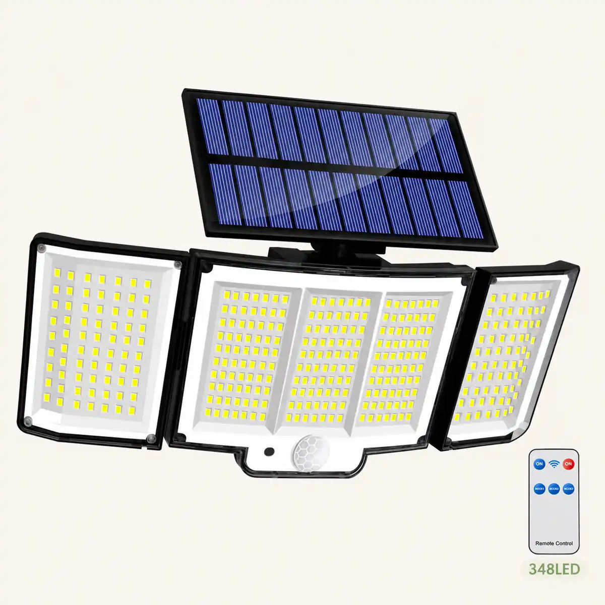 256-348 LEDs Integrated Solar Flood Light - Motion Sensor, IP65 Waterproof, 3 Modes