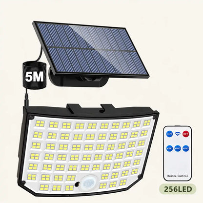 256-348 LEDs Integrated Solar Flood Light - Motion Sensor, IP65 Waterproof, 3 Modes