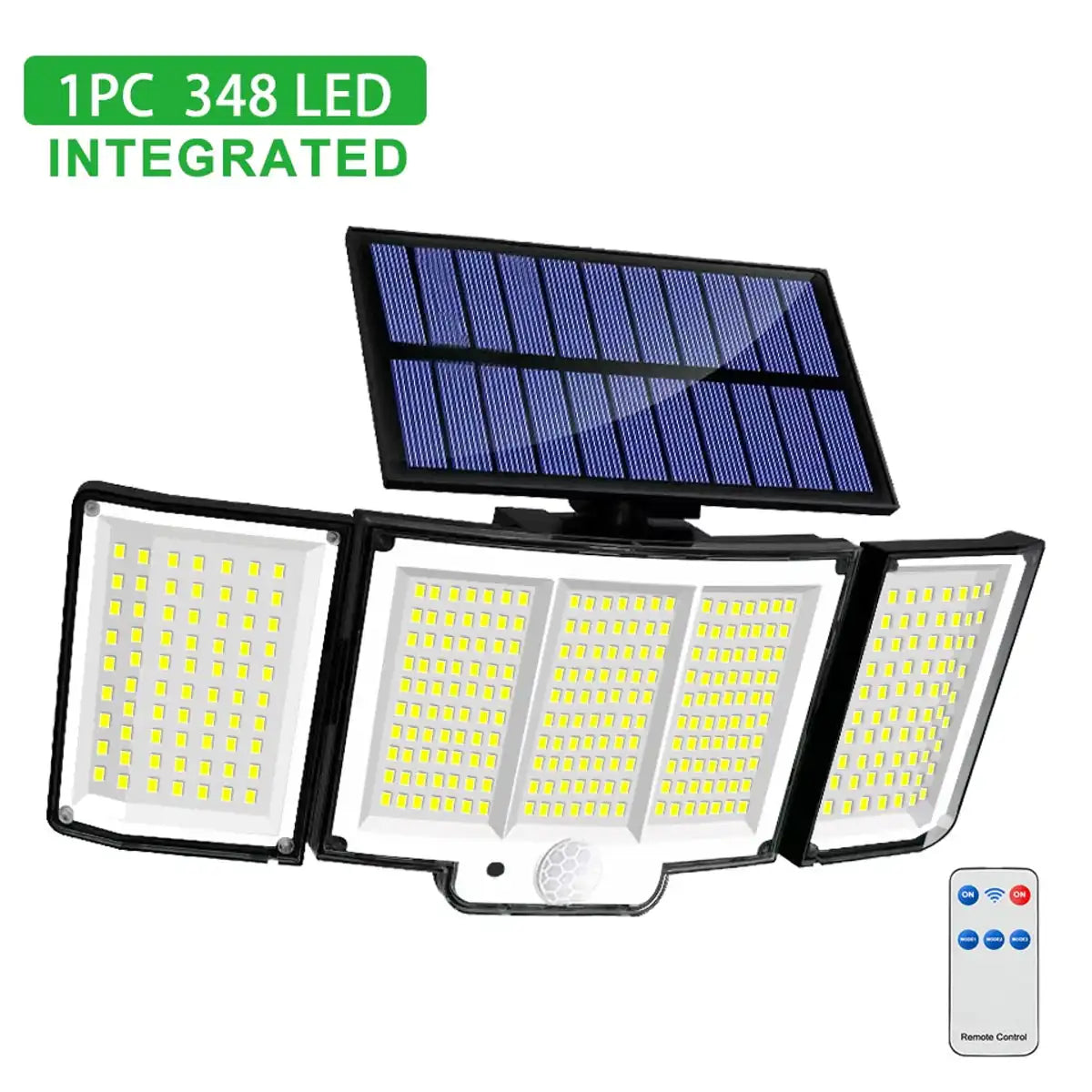 256-348 LEDs Integrated Solar Flood Light - Motion Sensor, IP65 Waterproof, 3 Modes