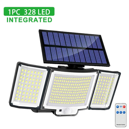 256-348 LEDs Integrated Solar Flood Light - Motion Sensor, IP65 Waterproof, 3 Modes