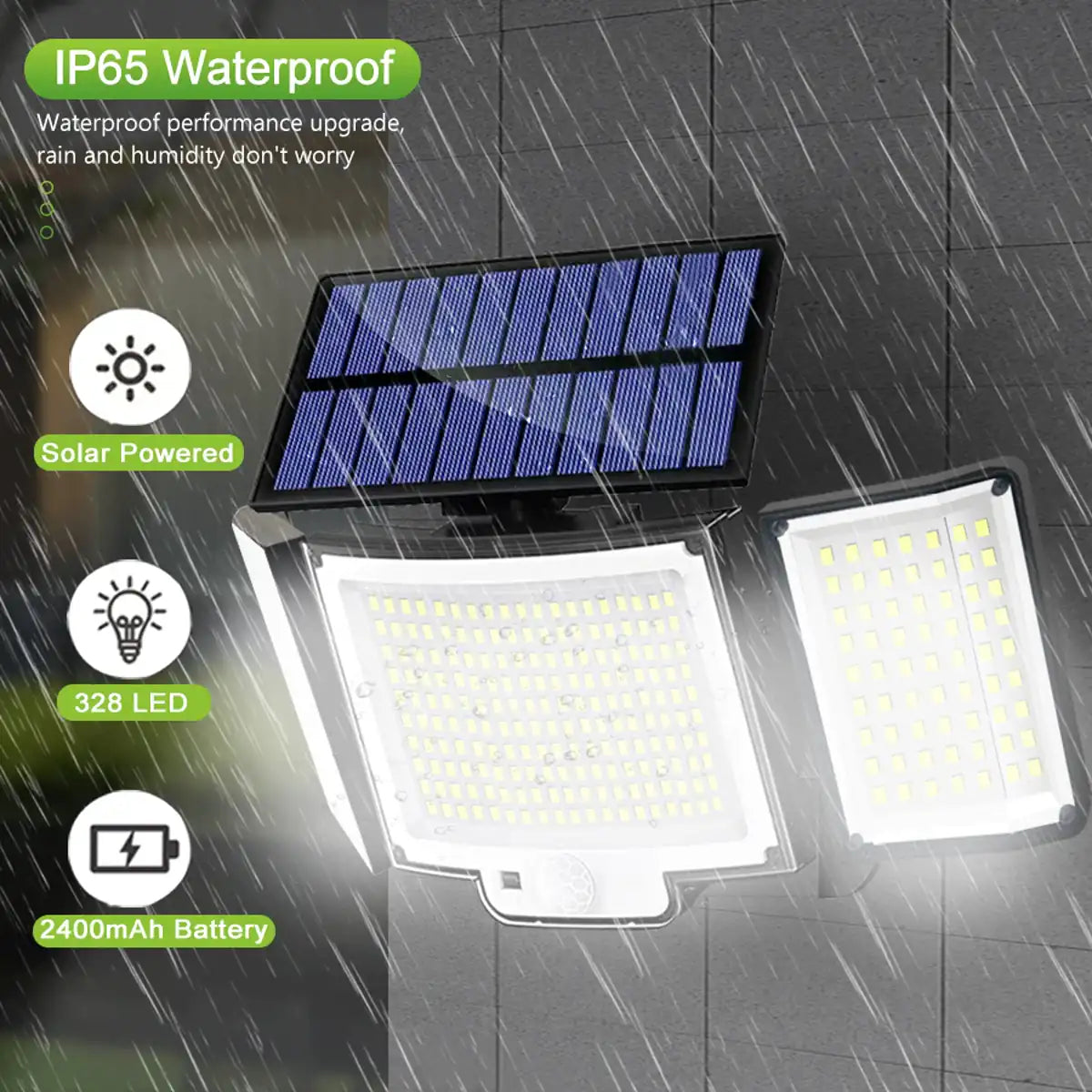 256-348 LEDs Integrated Solar Flood Light - Motion Sensor, IP65 Waterproof, 3 Modes