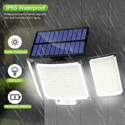 256-348 LEDs Integrated Solar Flood Light - Motion Sensor, IP65 Waterproof, 3 Modes