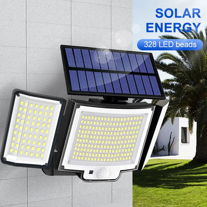 256-348 LEDs Integrated Solar Flood Light - Motion Sensor, IP65 Waterproof, 3 Modes