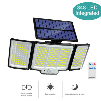 256-348 LEDs Integrated Solar Flood Light - Motion Sensor, IP65 Waterproof, 3 Modes