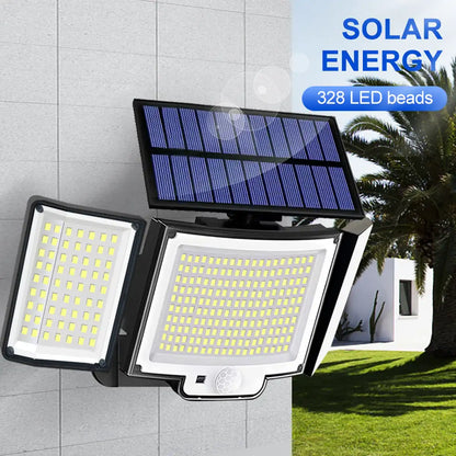 256-348 LEDs Integrated Solar Flood Light - Motion Sensor, IP65 Waterproof, 3 Modes