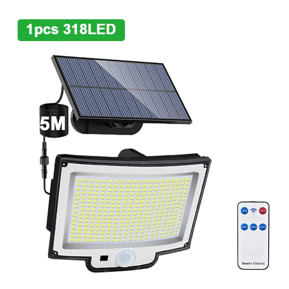 256-348 LEDs Integrated Solar Flood Light - Motion Sensor, IP65 Waterproof, 3 Modes
