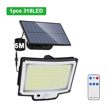 256-348 LEDs Integrated Solar Flood Light - Motion Sensor, IP65 Waterproof, 3 Modes