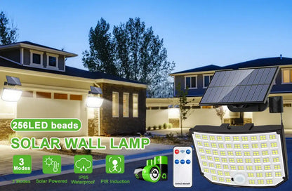 256-348 LEDs Integrated Solar Flood Light - Motion Sensor, IP65 Waterproof, 3 Modes