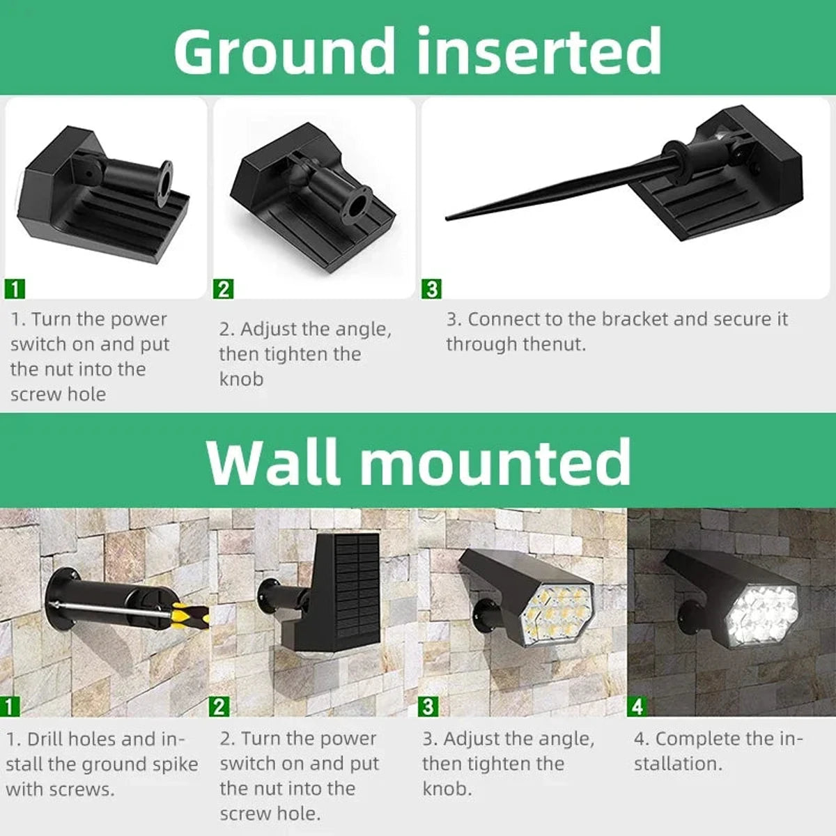 3 Lighting Mode 92 LED Outdoor Solar Spot Lights IP67 Waterproof 2 In 1 Garden Lights