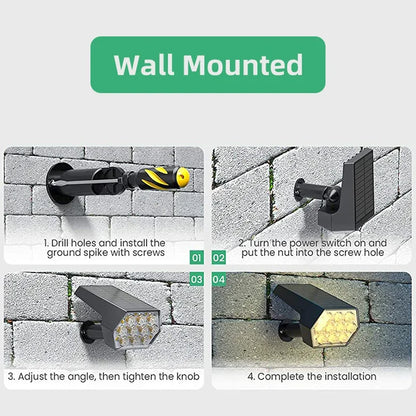 3 Lighting Mode 92 LED Outdoor Solar Spot Lights IP67 Waterproof 2 In 1 Garden Lights