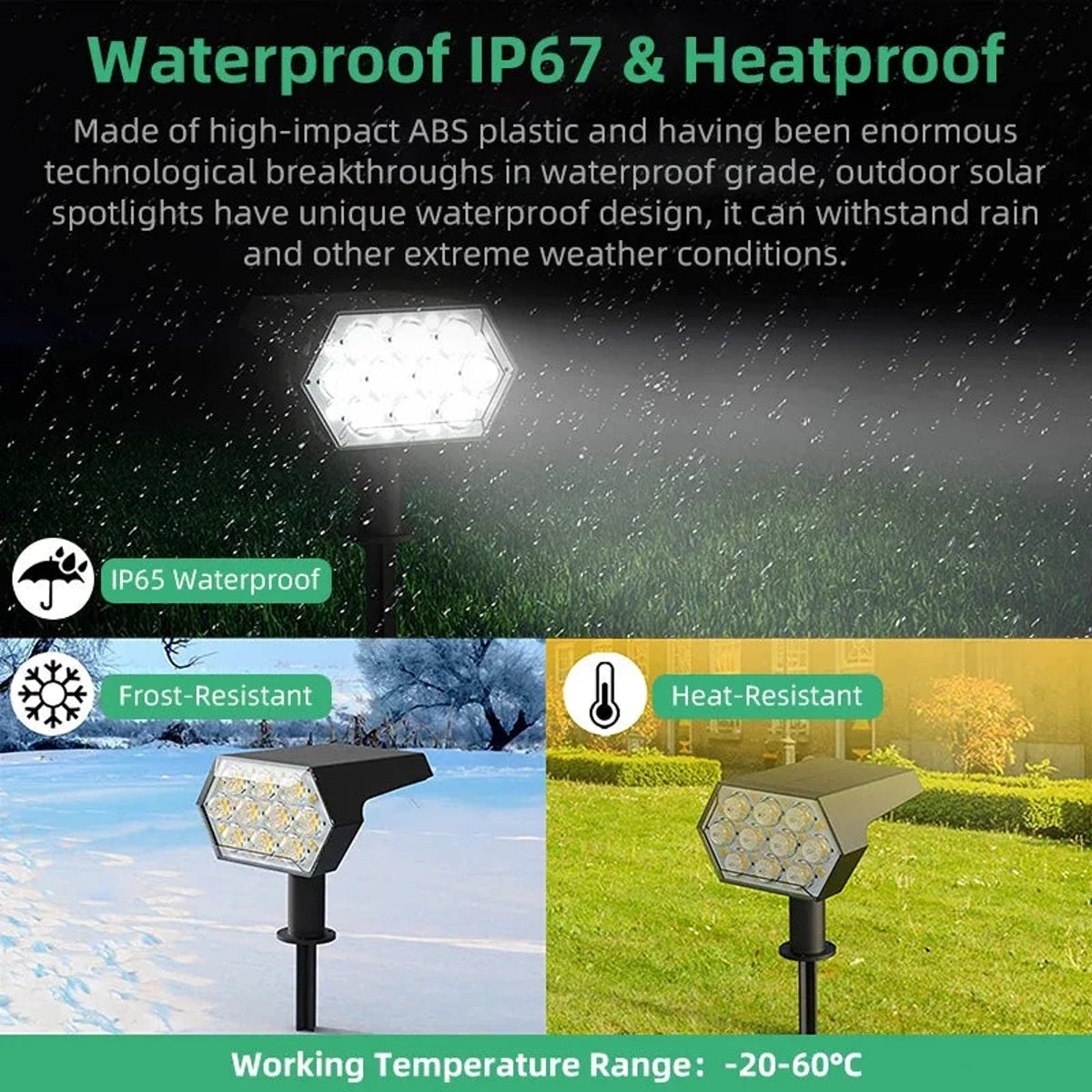 3 Lighting Mode 92 LED Outdoor Solar Spot Lights IP67 Waterproof 2 In 1 Garden Lights