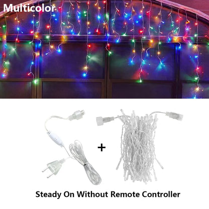 3.5M-40M 8 Mode LED Curtain Icicle Lights Outdoor Christmas Lights Decor