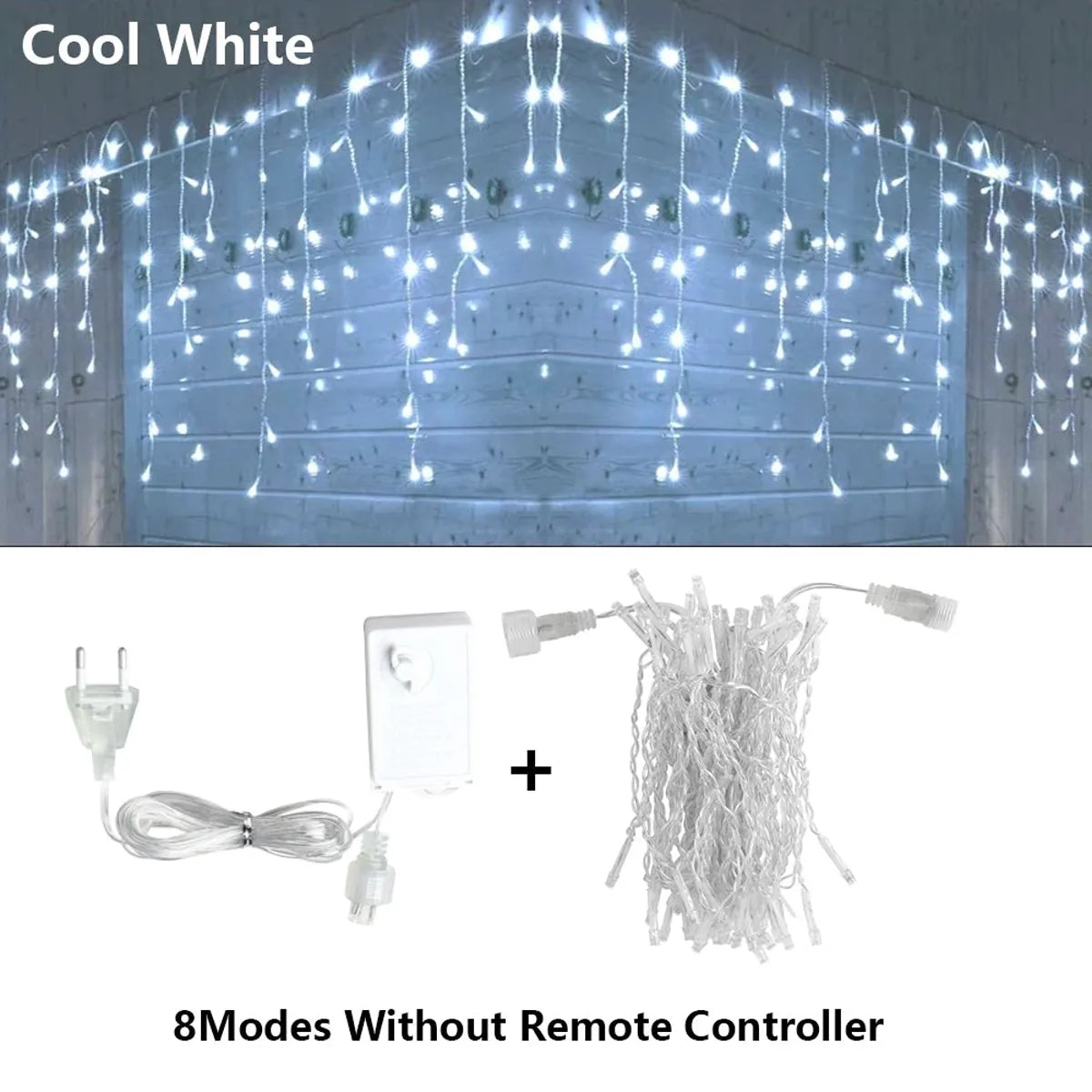 3.5M-40M 8 Mode LED Curtain Icicle Lights Outdoor Christmas Lights Decor
