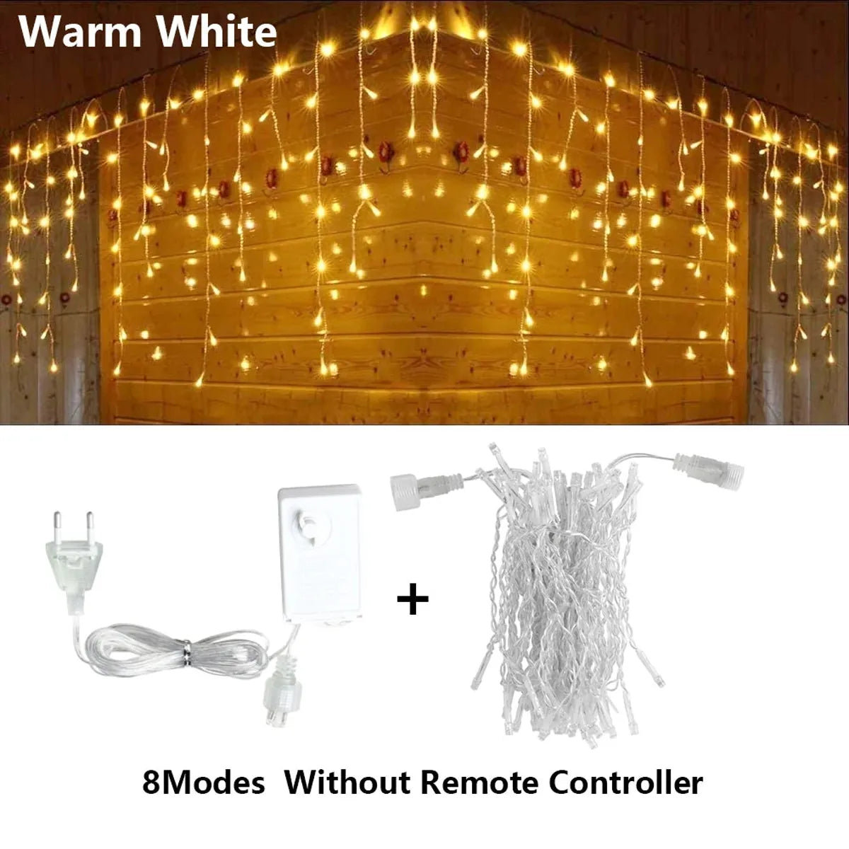 3.5M-40M 8 Mode LED Curtain Icicle Lights Outdoor Christmas Lights Decor
