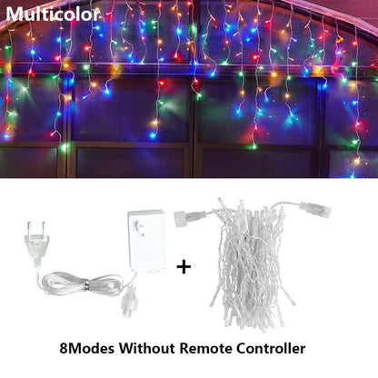 3.5M-40M 8 Mode LED Curtain Icicle Lights Outdoor Christmas Lights Decor