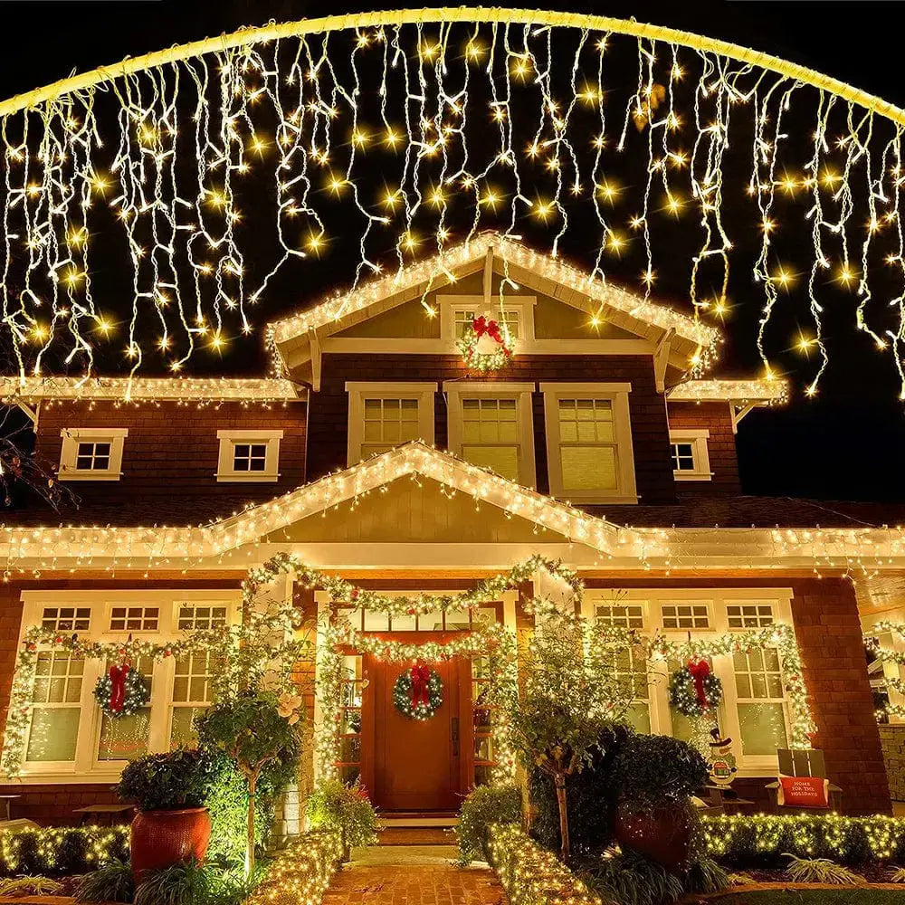 Solar Curtain Icicle Light Outdoor String Garden Party Yard Christmas Decor Solar Curtain Icicle Light Outdoor String Garden Party Yard Christmas Decor