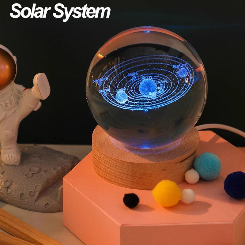 3D Crystal LED Lights Glowing Planetary Galaxy Night Light - Lumaz