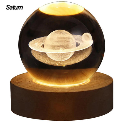 3D Crystal LED Lights Glowing Planetary Galaxy Night Light - Lumaz